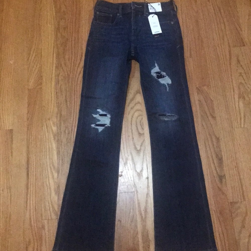 Express boot cut mid rise distressed denim